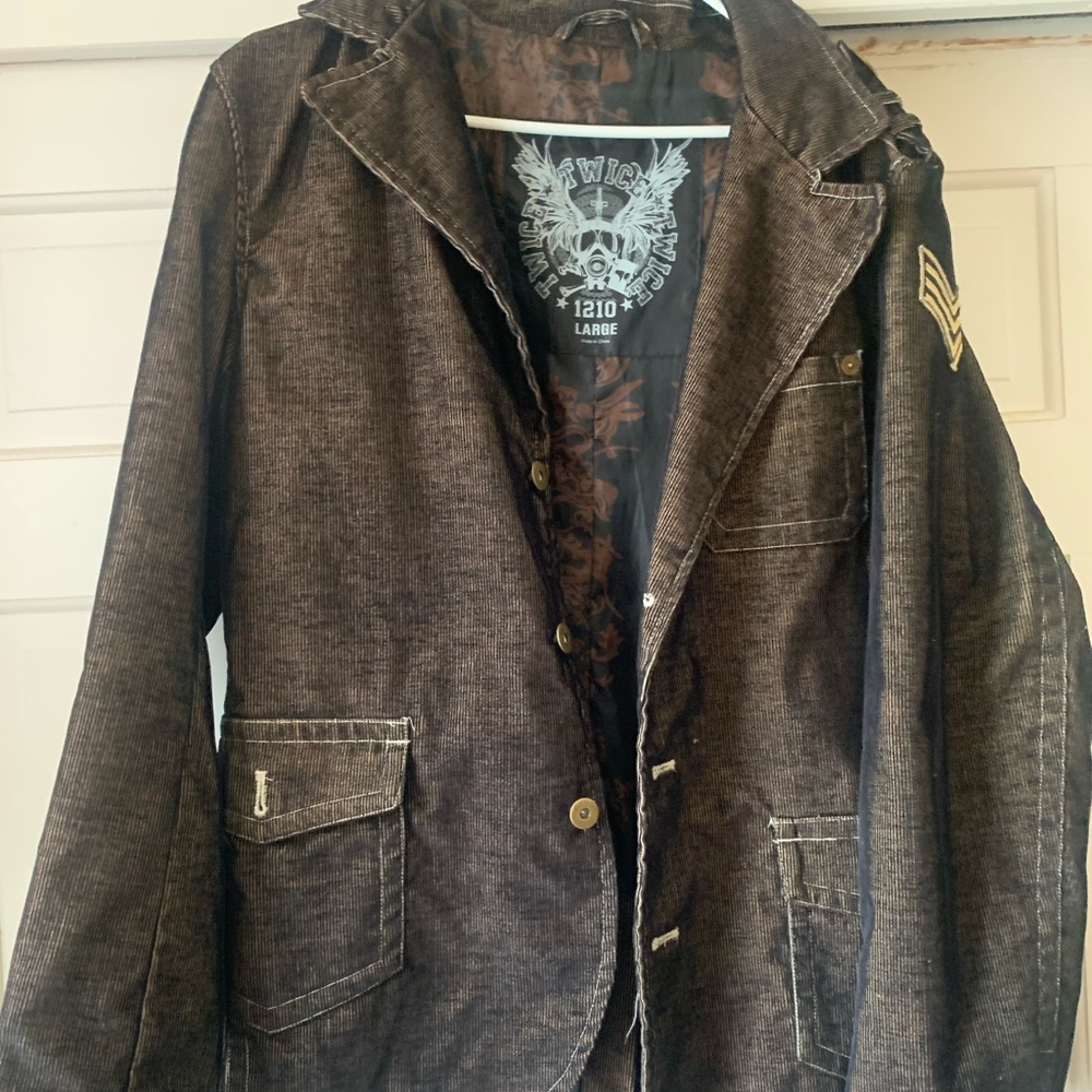 TWICE brand coat rock n roll punk fashion jacket Army Military  LARGE Corduroy
